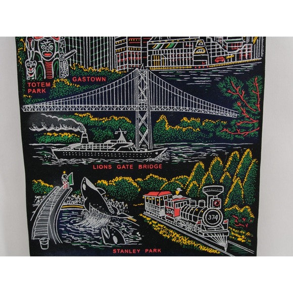 Souvenirs on Vancouver WALL HANGING VINTAGE TAPESTRY world trade center/bridge - Picture 4 of 8